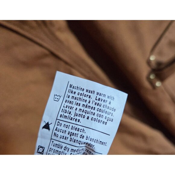 Carhartt Canvas Duck Bib Work Overalls Double Knee Size Mens 42x32 R01 BRN Brown - Picture 10 of 11